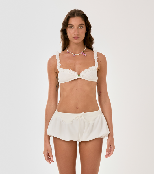 Мікро-Шорти з Рюшами Молочні