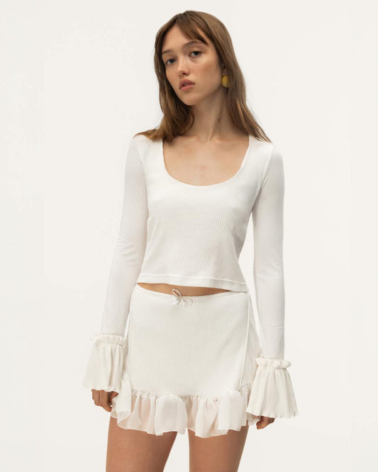 Скорт з Воланами Молочний