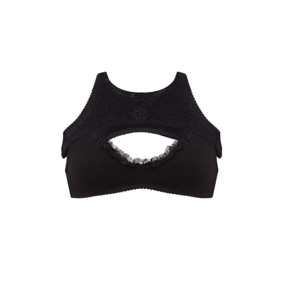 Топ Подвійний з Мереживом Чорний