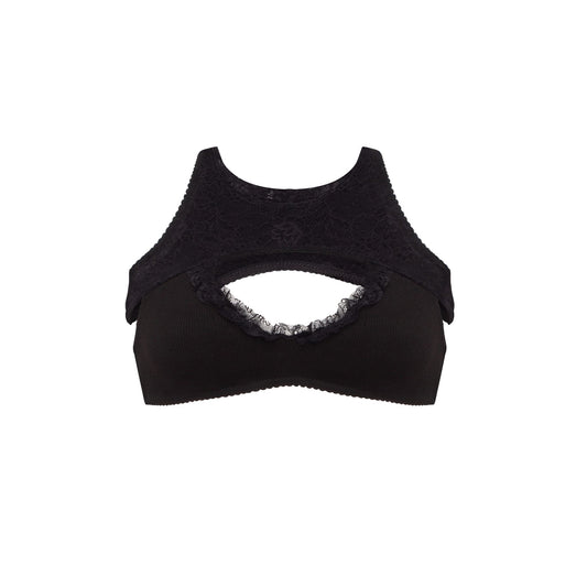 Топ Подвійний з Мереживом Чорний