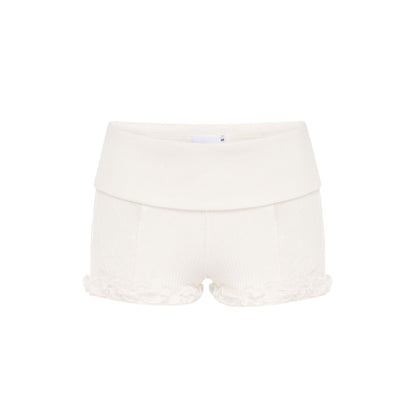 Шорти з Поясом та Мереживом Молочні