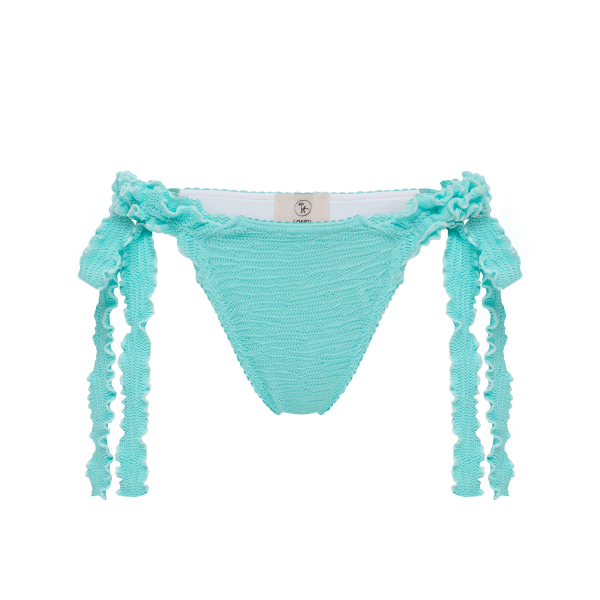 М’ятні купальні труси танга з зав’язками та оборкою по боках