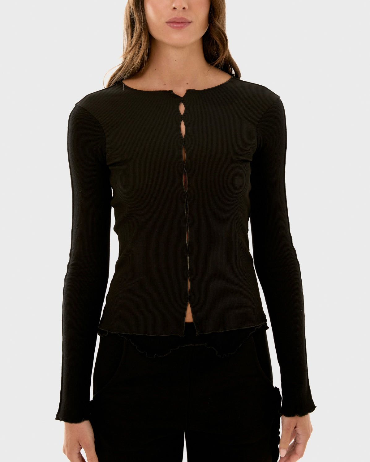 Лонгслів з Драпуванням Чорний