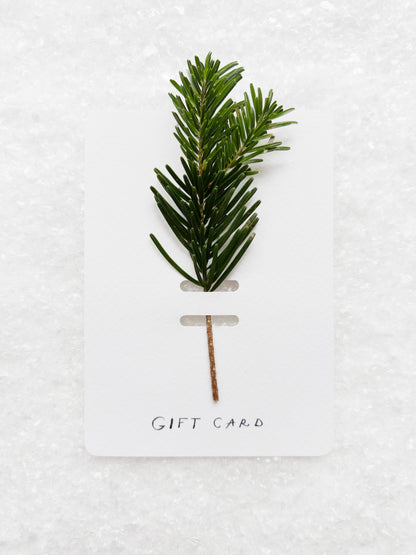 Подарункова картка з написом GIFT CARD і зеленим хвойним декором