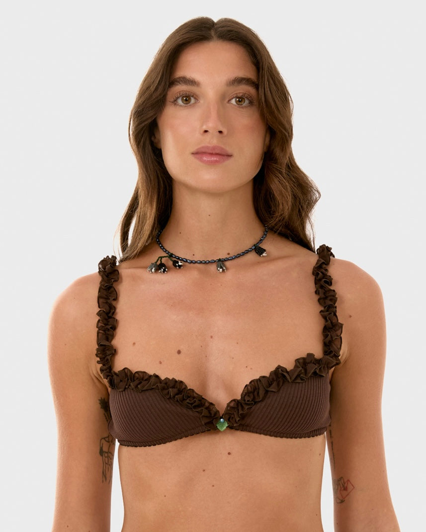 Ліф з Листочком Коричневий