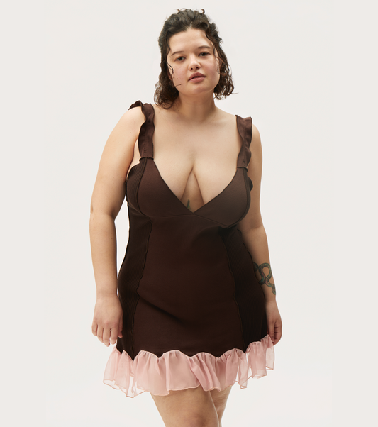 Сукня з спідницею Коричнева