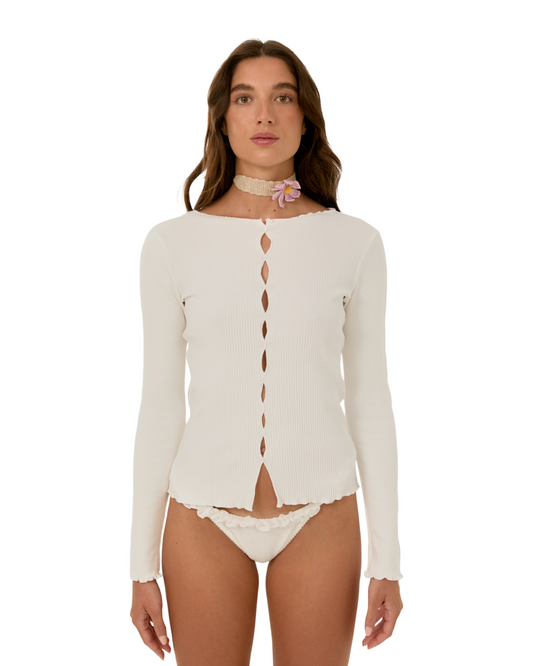 Лонгслів з Драпуванням Молочний