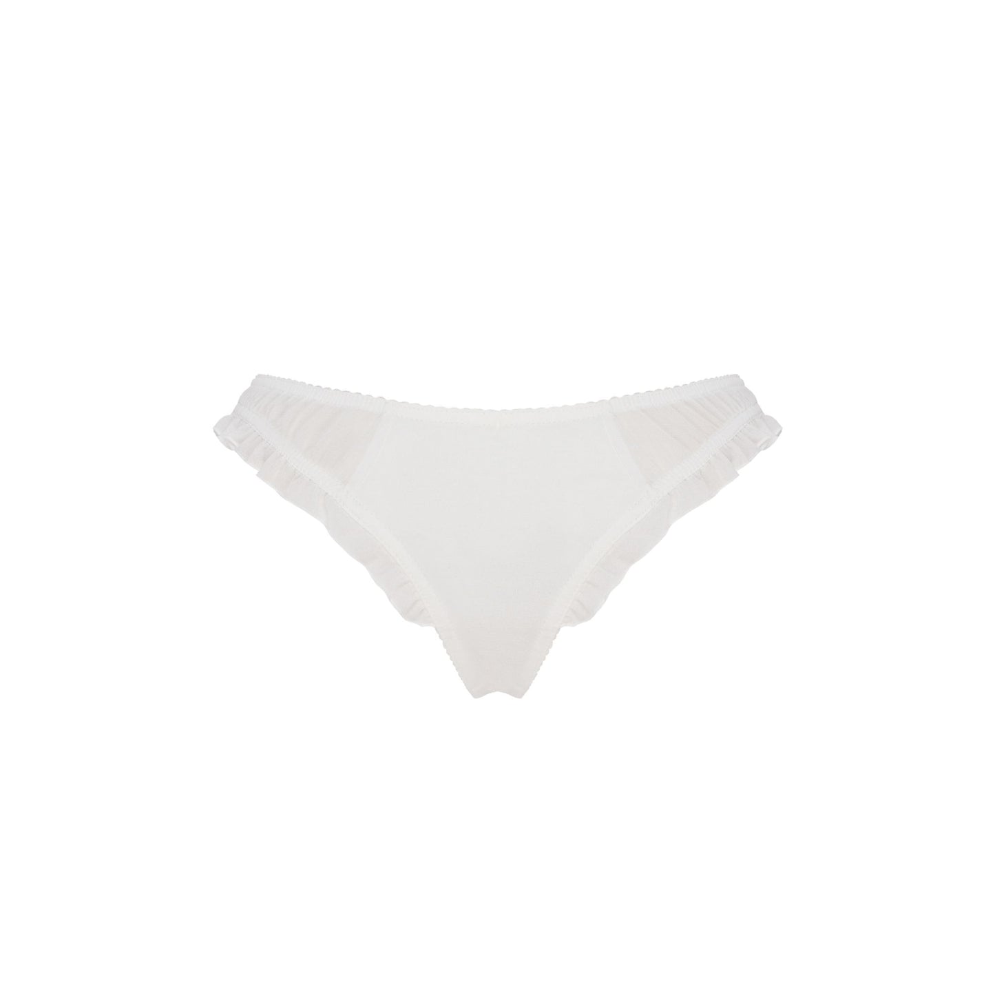 Молочна танга з рюшами по верхньому краю