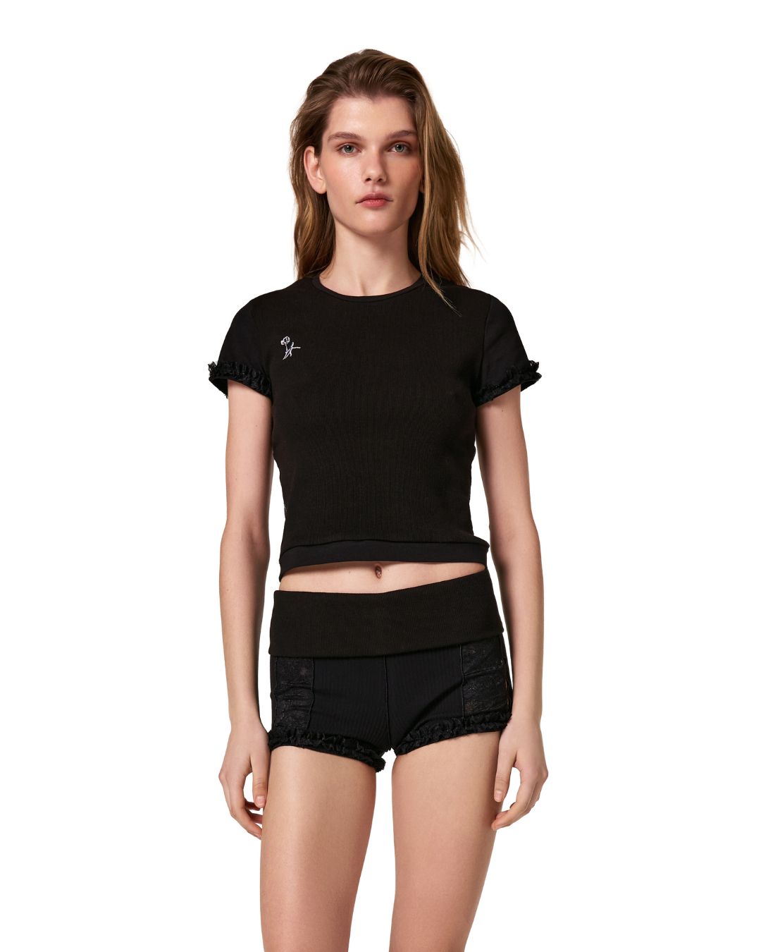 Шорти з Поясом та Мереживом Чорні