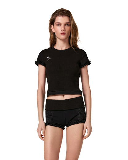 Шорти з Поясом та Мереживом Чорні