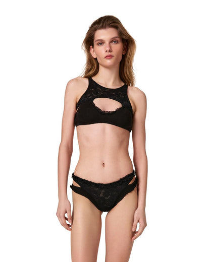 Топ Подвійний з Мереживом Чорний