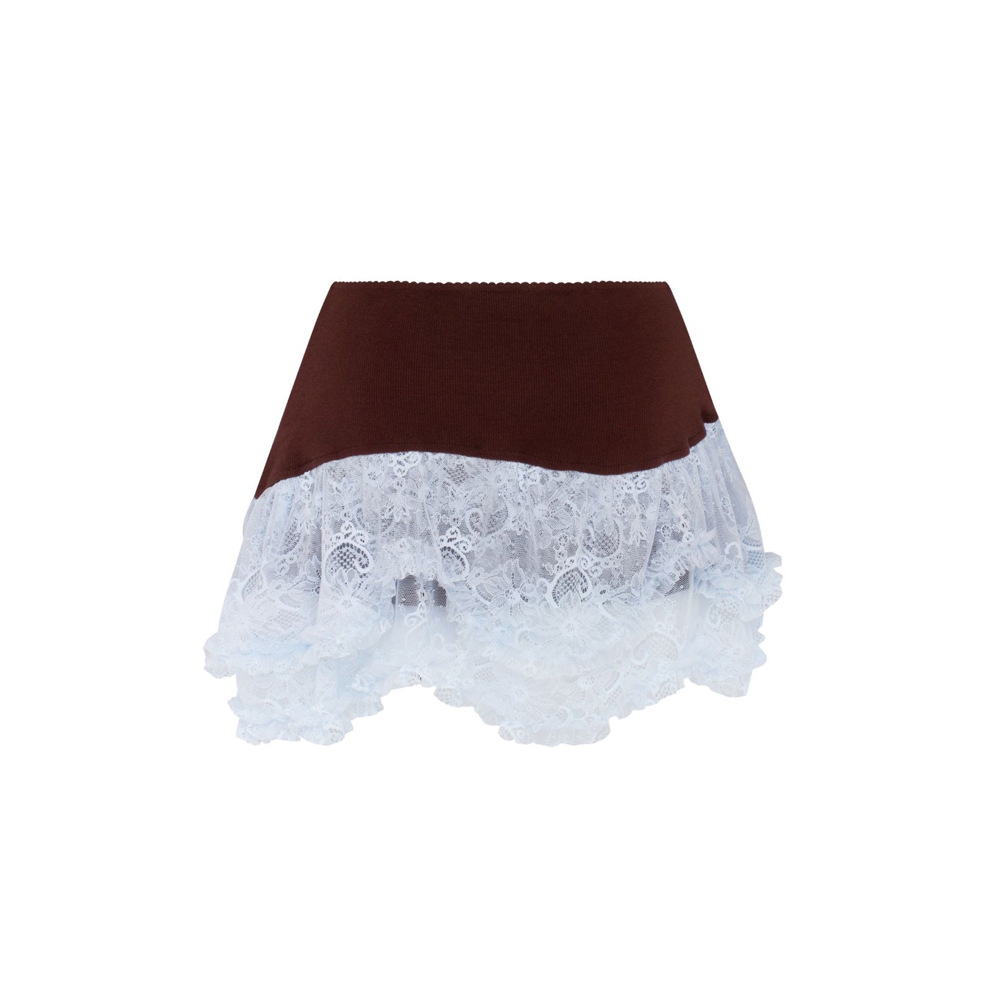 Шорти-спідниця Подвійні Коричневі з Блакитним