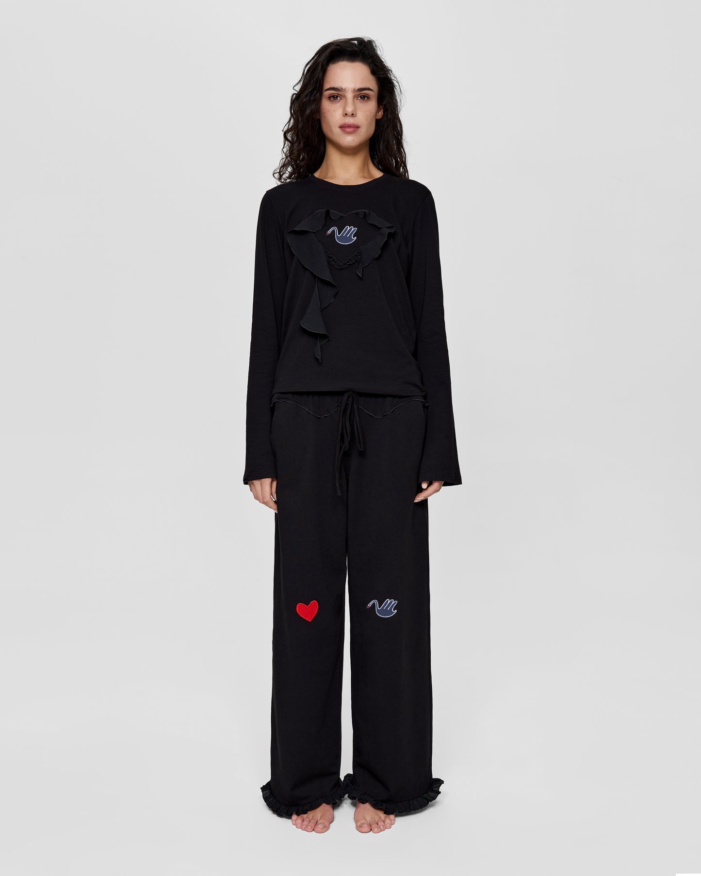 Кофта з Серцем та Лебедем Чорна