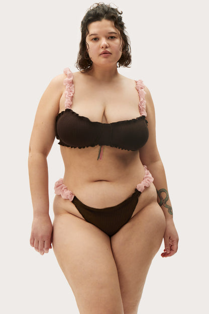 Ліф з воланами Коричневий